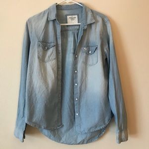 Bottom up denim long sleeve pull over/ shirt